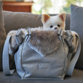 Load image into Gallery viewer, Susan Lanci Designs Platinum Glitzerati Double Nouveau Bow Luxury Carrier with Fur Trim
