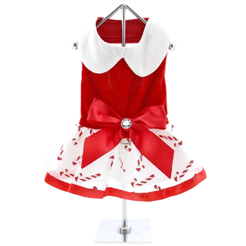 SALE ITEM! Holiday Dog Harness Dress - Candy Canes. SALE ITEM!